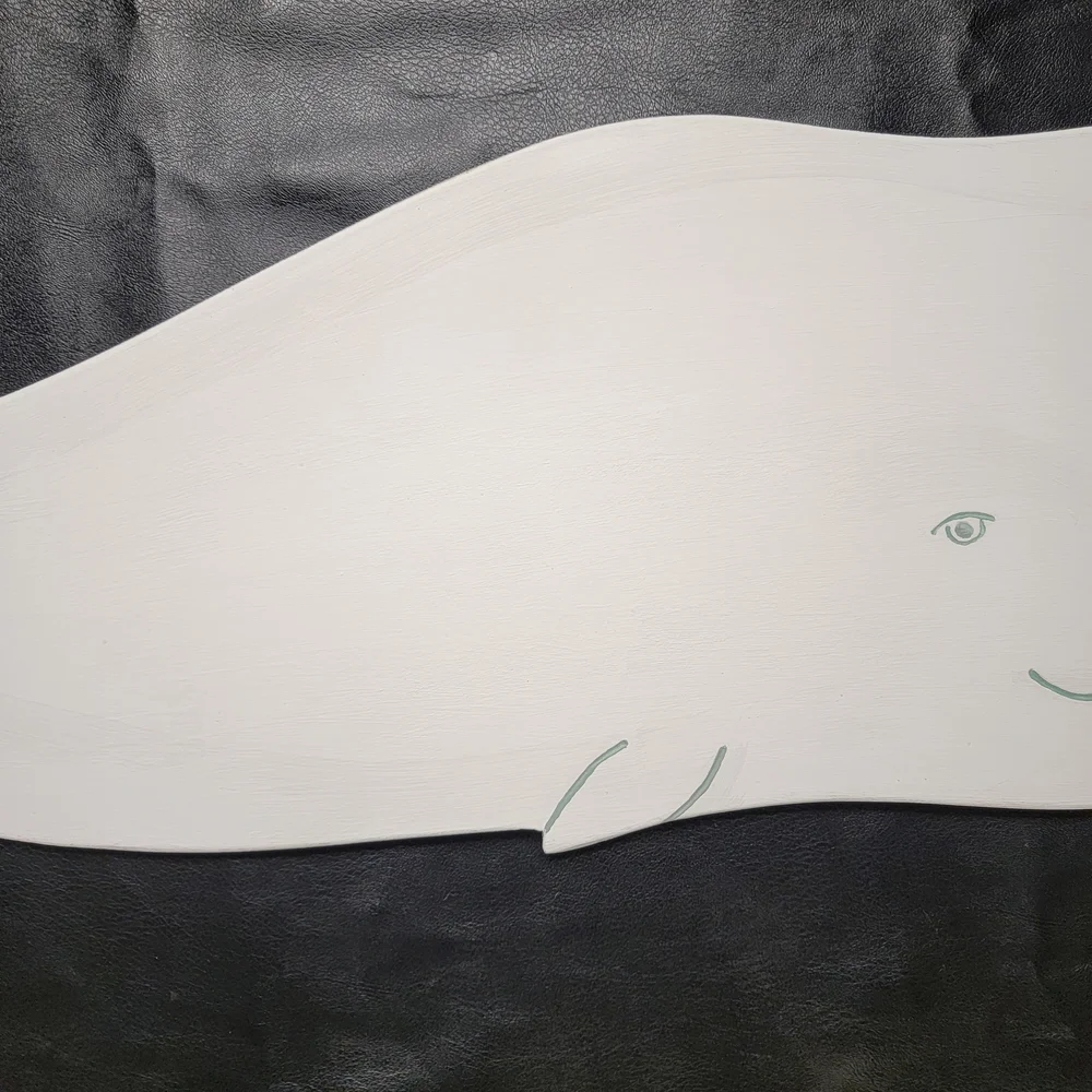 Hand Painted Wood Whale Decor